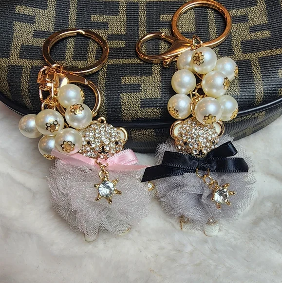 Elegant Pearl and Rhinestone Keychains - Picture 1 of 1